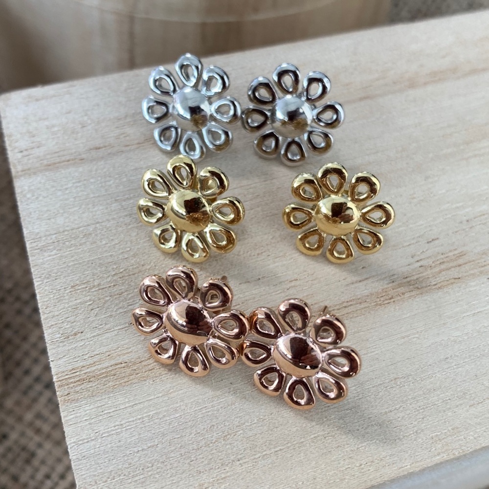 Daisy Flower Stainless Steel Stud Earrings